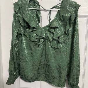 Green Ruffled Women's Top